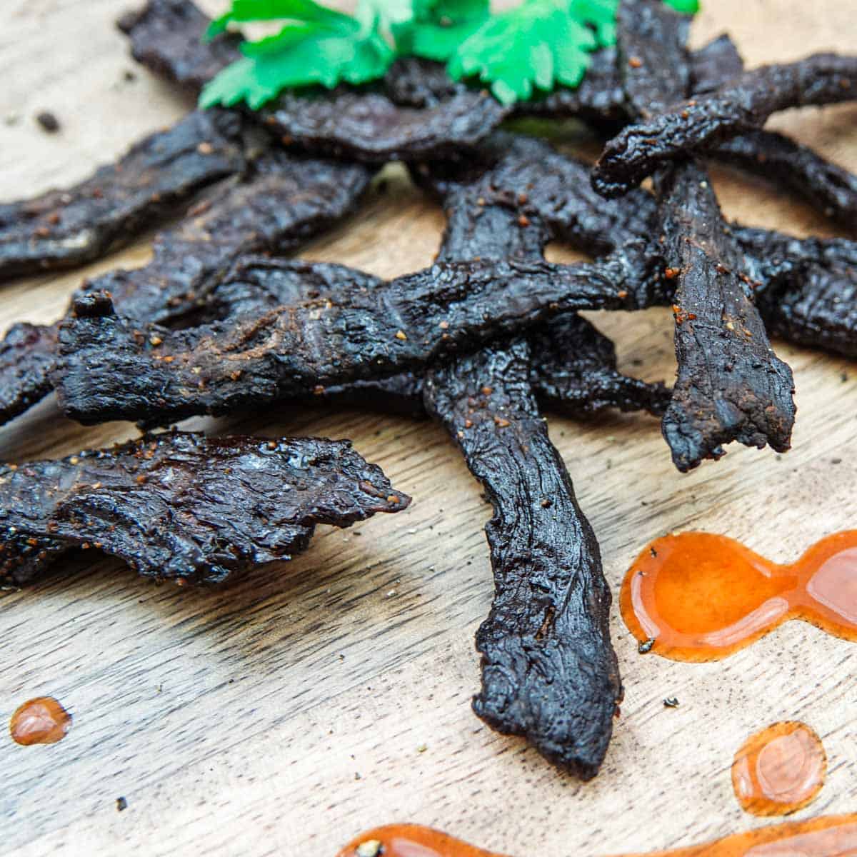 Beef jerky with hot sauce