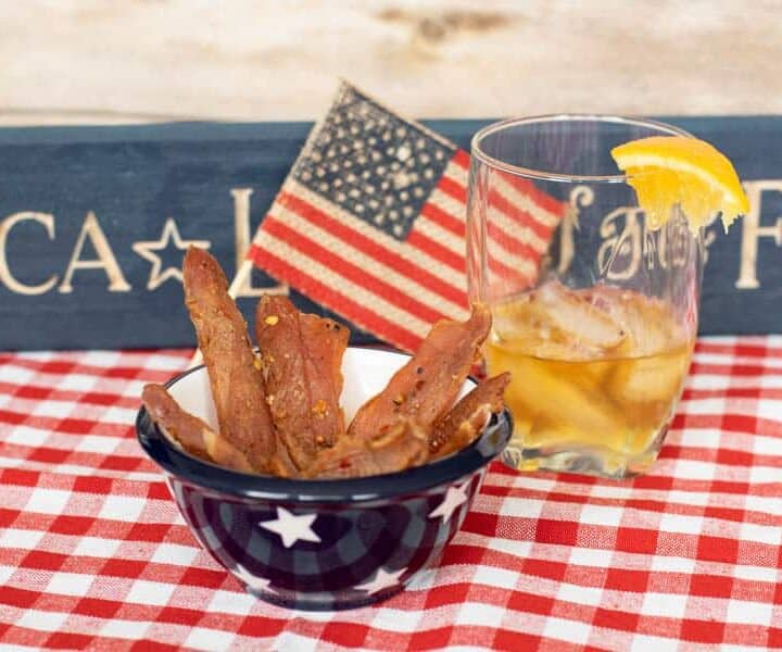 Citrus Bourbon with american flag and bourbon with lemon