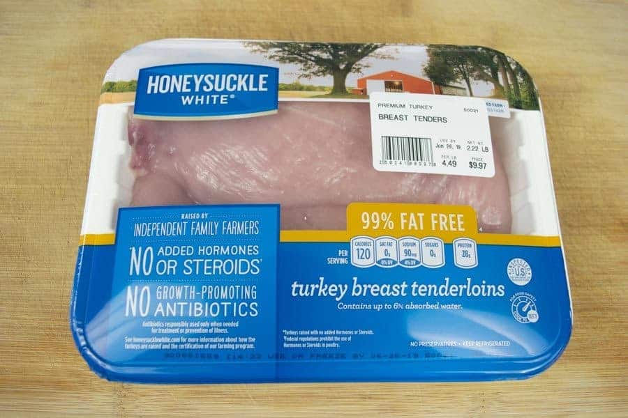 Turkey breast in packaging for making jerky