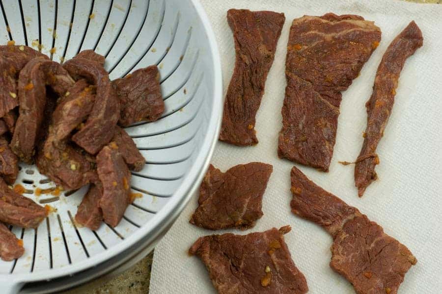 Jerky strained and patted dry