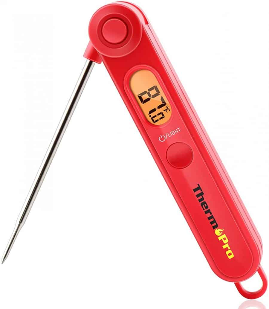Red Meat Thermometer with digital read out with temperature. 