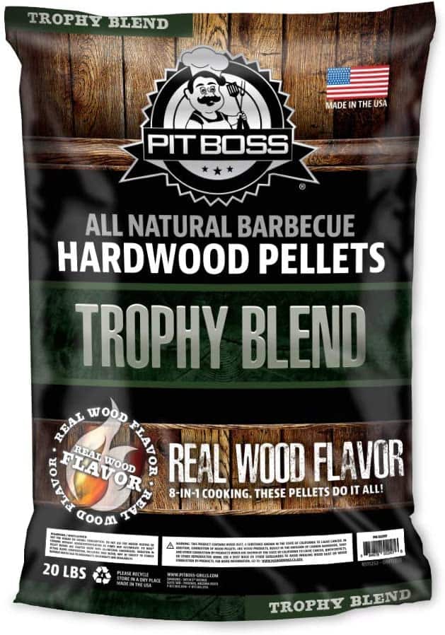 Bag of trophy blend hardwood pellets