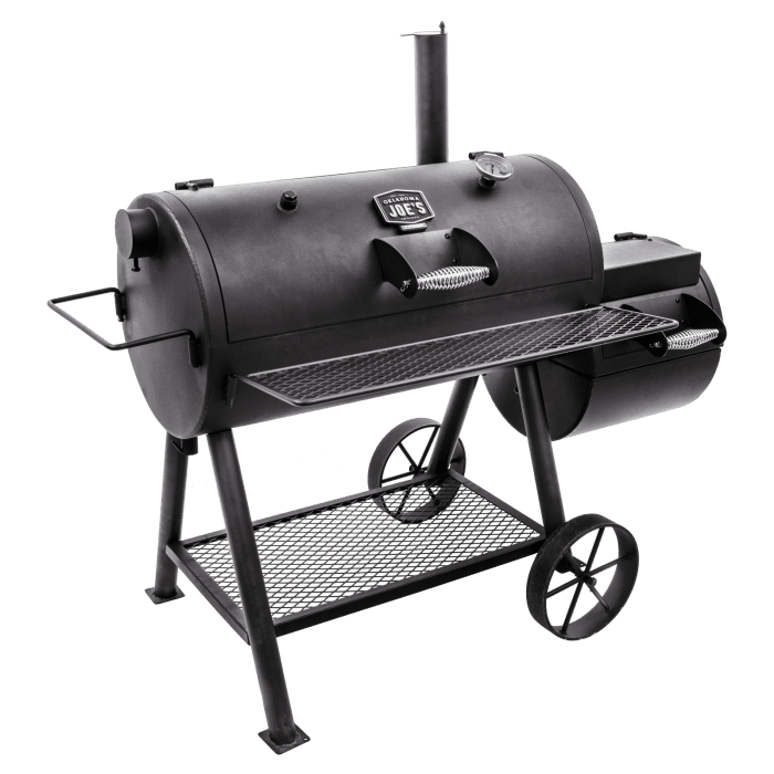 traditional offset smoker on white background