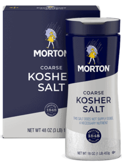 Kosher salt in box and smaller plastic bottle