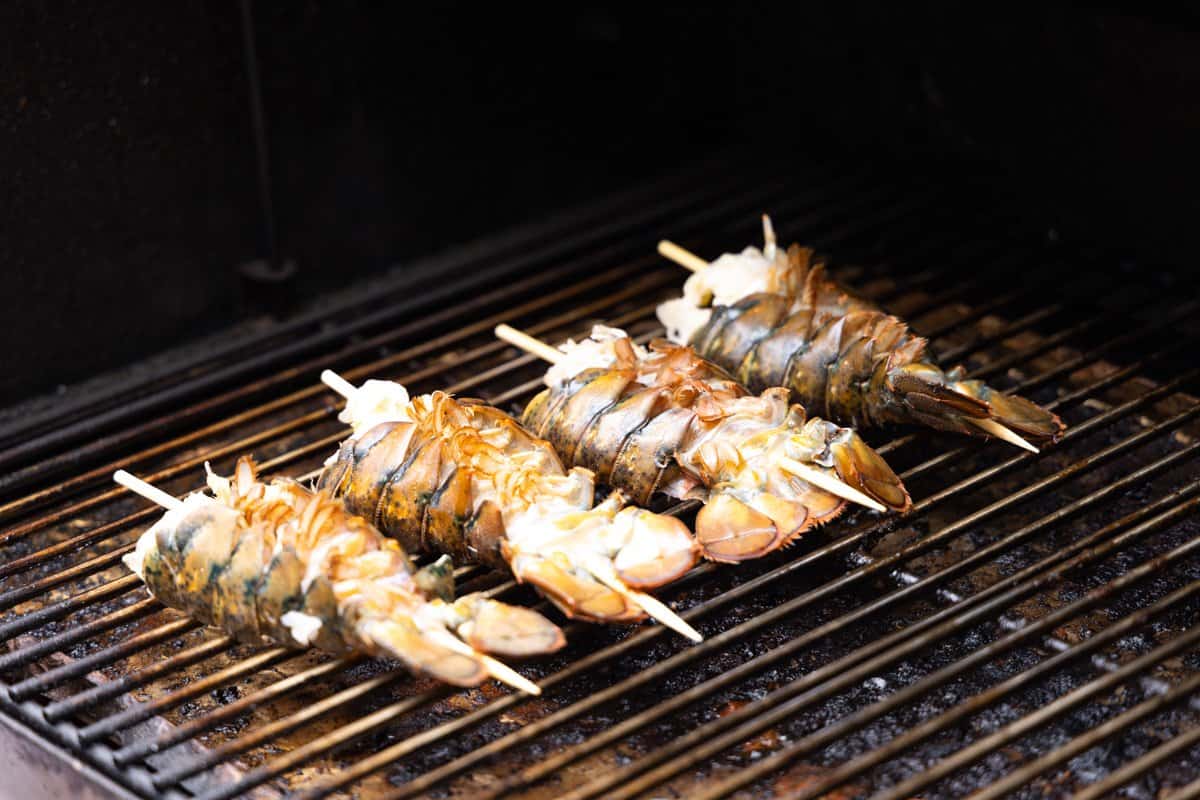 lobster tails on grill meat side down