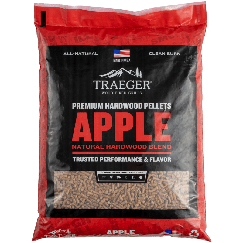 Bag of traeger apple wood pellets.
